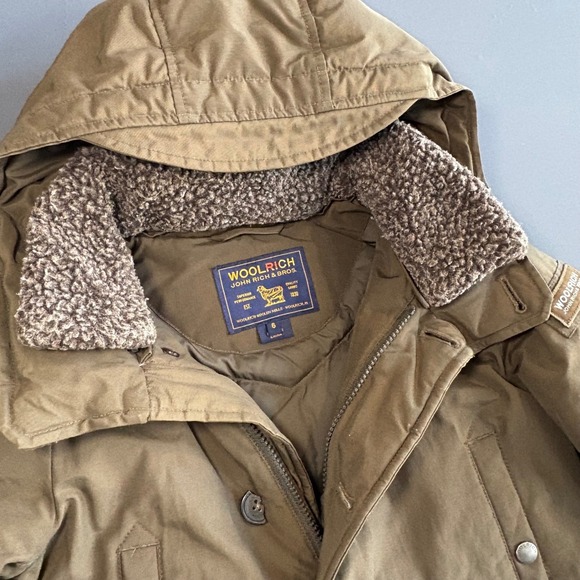 Woolrich John Rich & Bros "Arctic" Parka Khaki‎ Down Jacket – Size 6 – Hood Coat - Picture 2 of 14